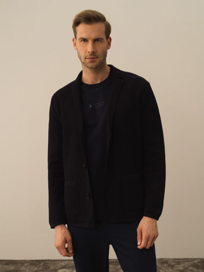 100% Cotton Regular Fit Knit Jacket - Xint