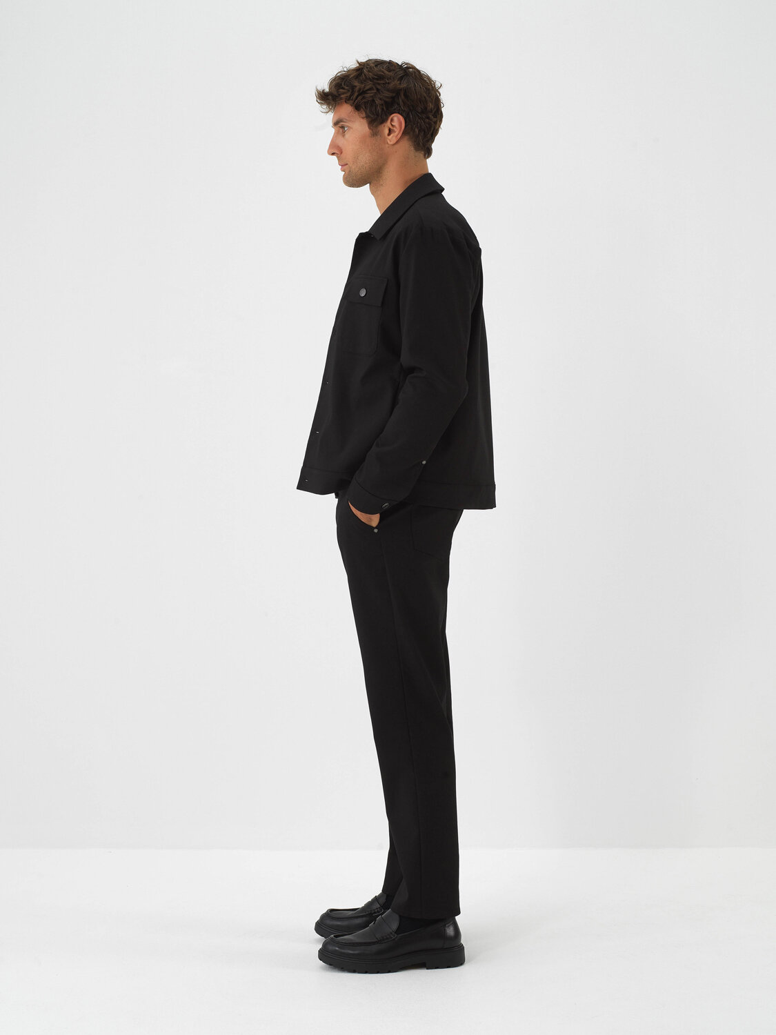 Siyah Pamuk Dokulu Regular Fit Pantolon - Xint