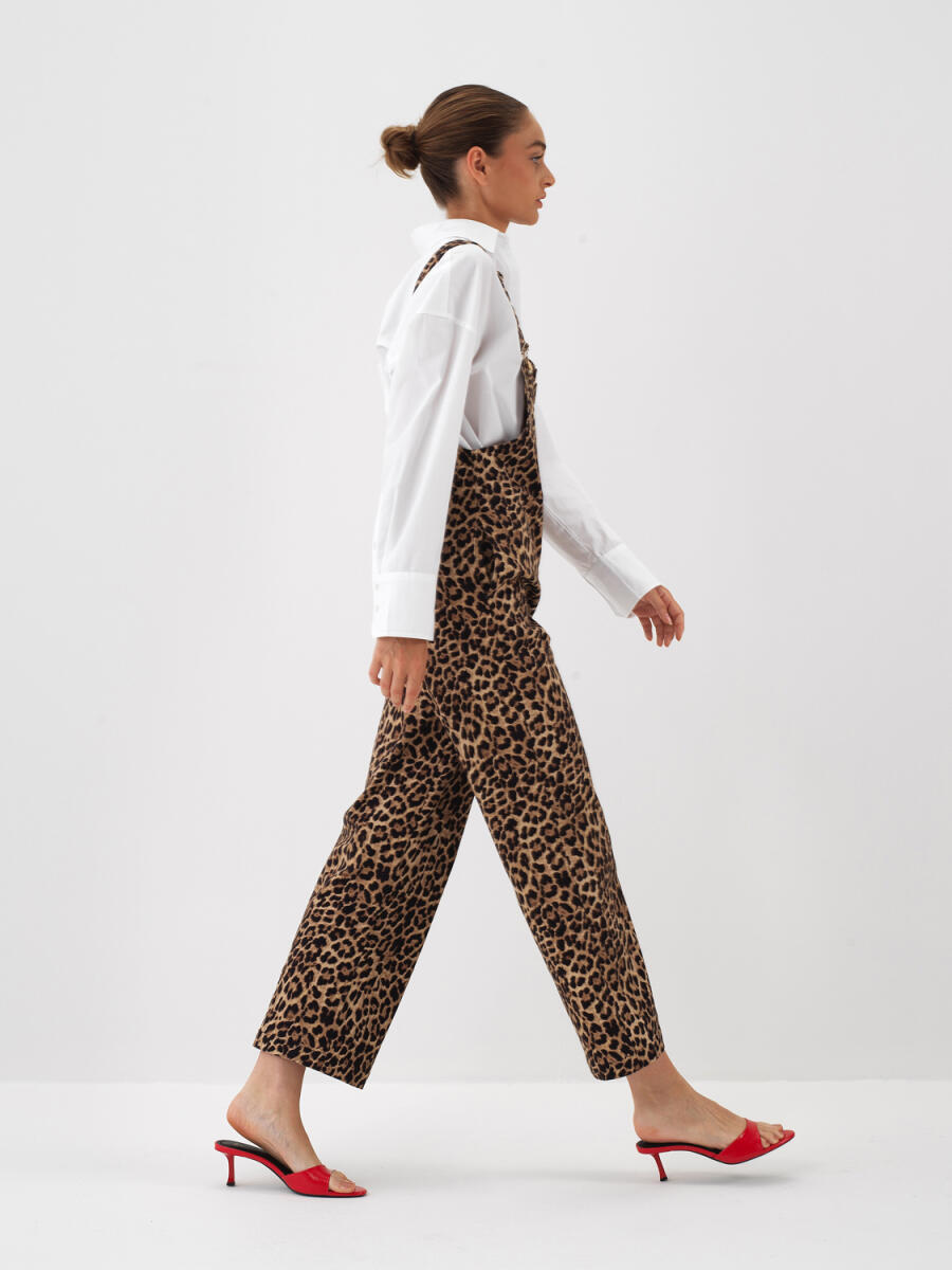 Camel Leopar Desenli Salopet - 3