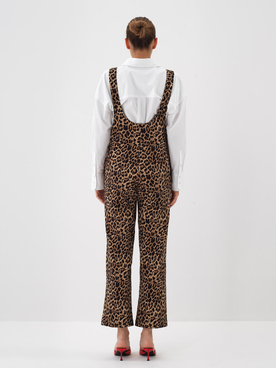 Camel Leopar Desenli Salopet - 5