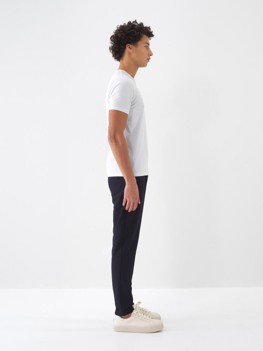 Beyaz Slim Fit Pamuklu Tişört - 4