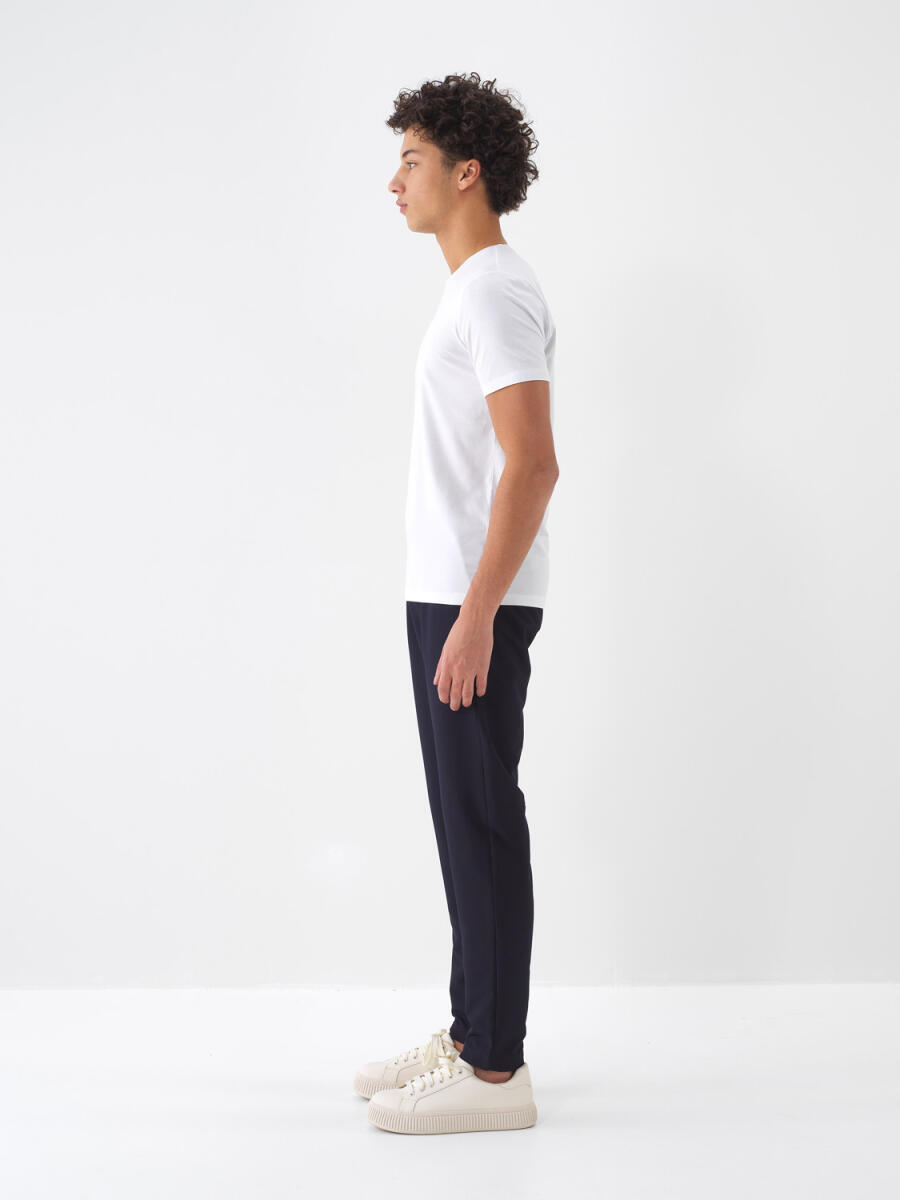Beyaz Slim Fit Pamuklu Tişört - 3