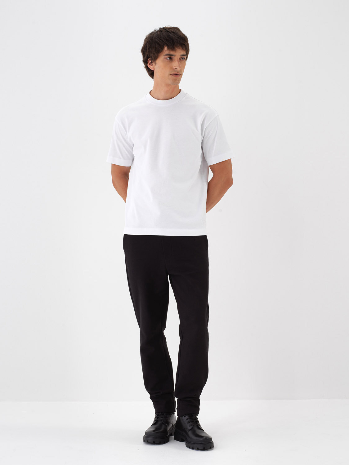 White Cotton Textured Regular Fit T-Shirt - Xint
