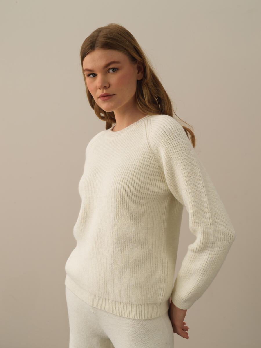 Back Zippered Regular Fit Wool Sweater - 3