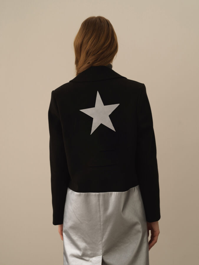 Buttoned Back Printed Oversized Coat - Xint