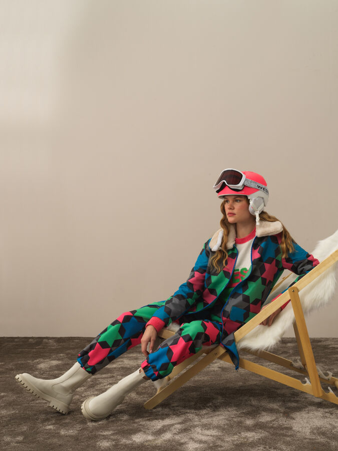 Collar with Fur Regular Fit Panel Printed Jacket - Xint