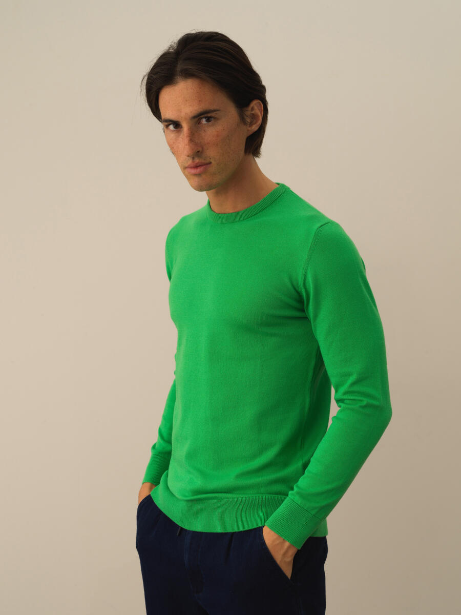 Cotton Crew Neck Regular Fit Basic Sweater - 1