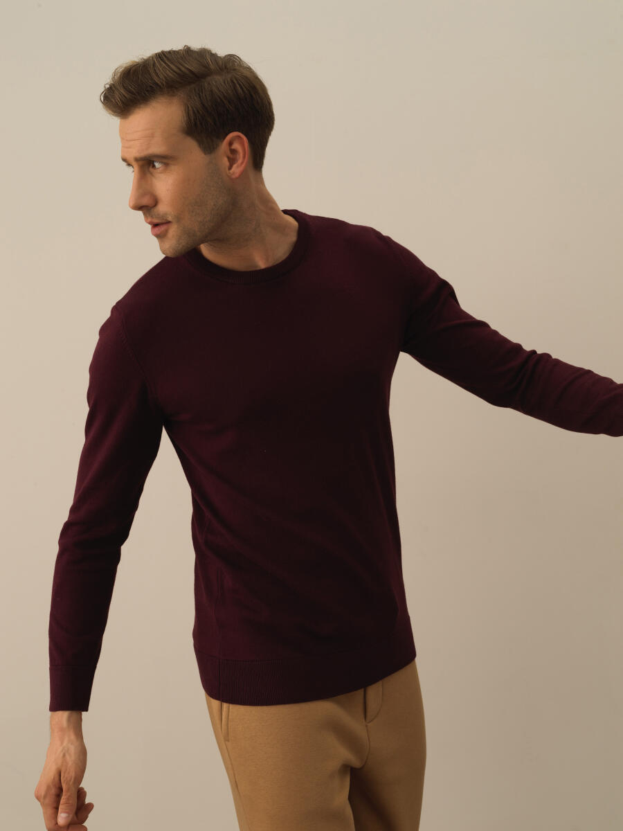 Cotton Crew Neck Regular Fit Basic Sweater - 1