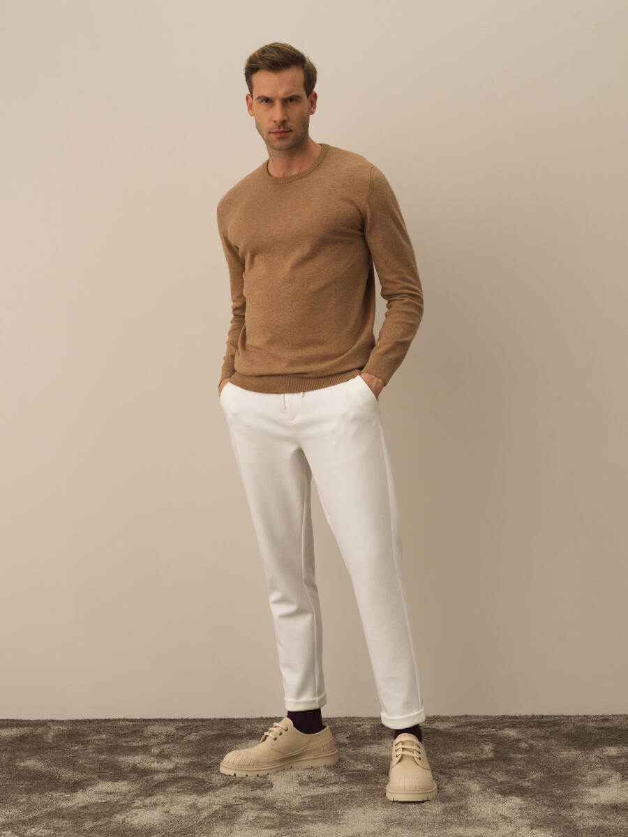 Cotton Crew Neck Regular Fit Basic Sweater - 2