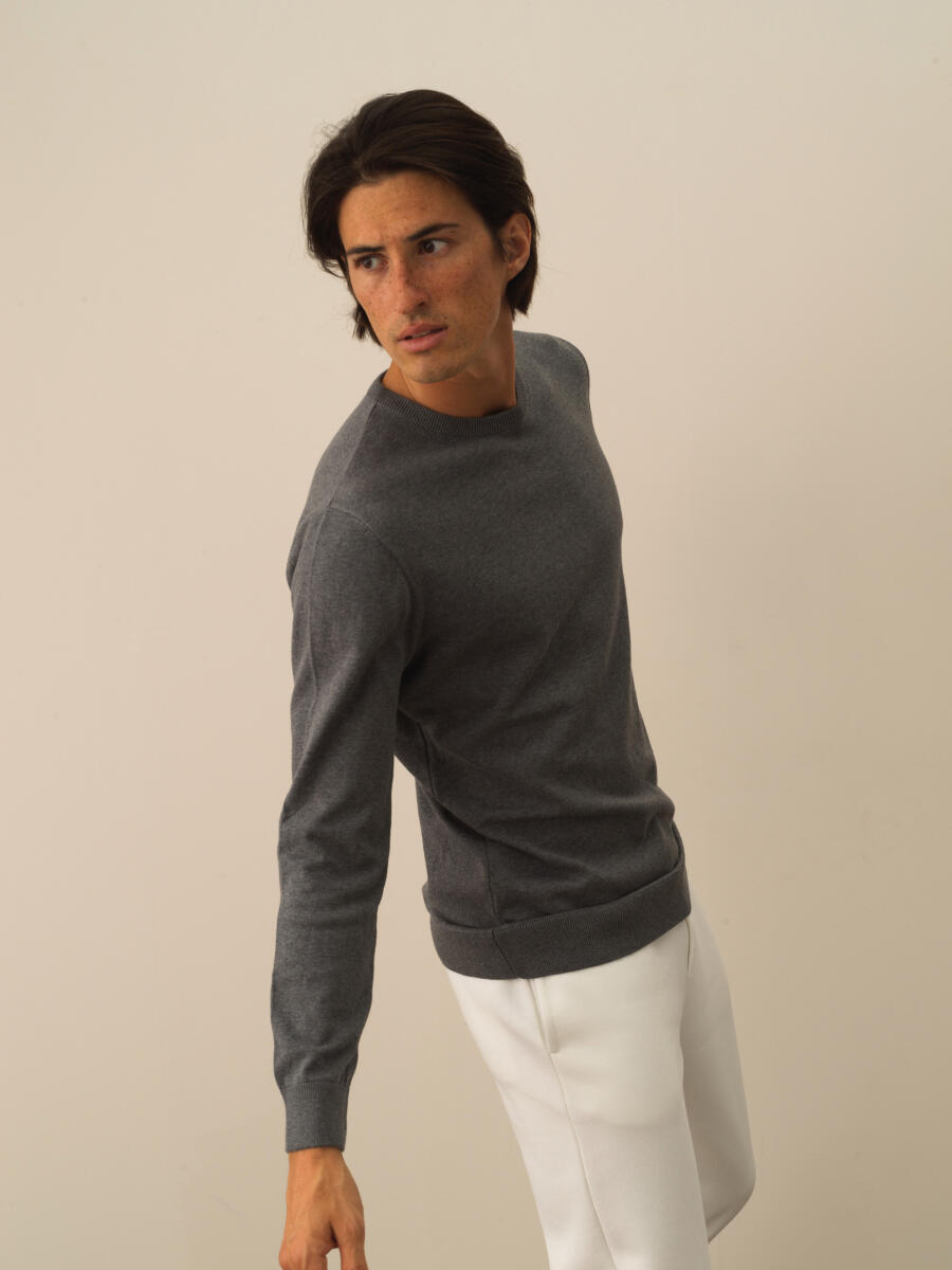 Cotton Crew Neck Regular Fit Basic Sweater - 3