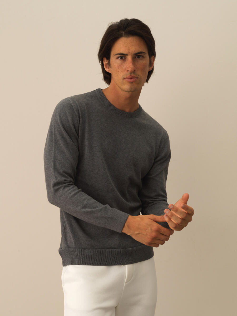 Cotton Crew Neck Regular Fit Basic Sweater - 1