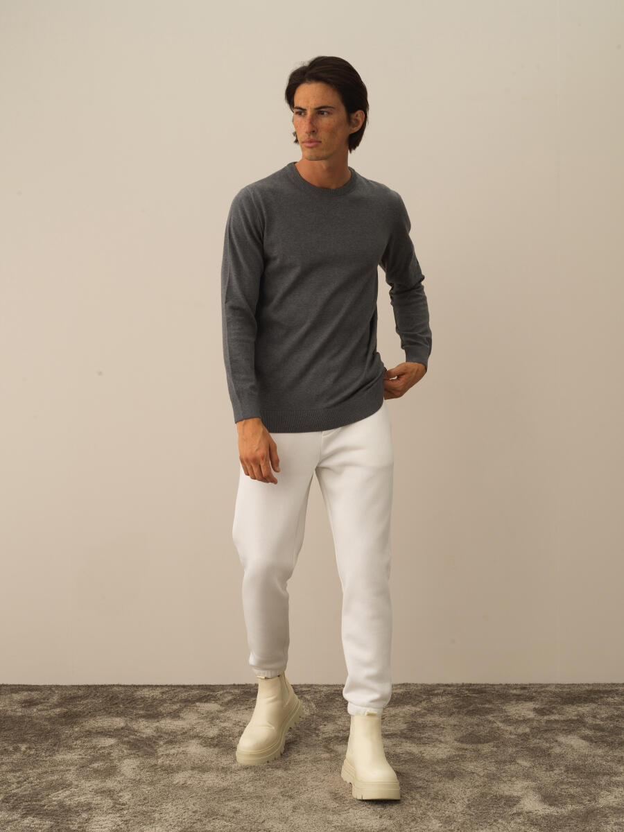 Cotton Crew Neck Regular Fit Basic Sweater - 2