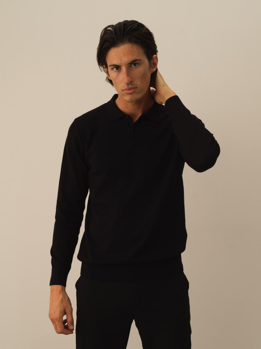 Cotton Polo Collar Regular Fit Basic Sweater - 1