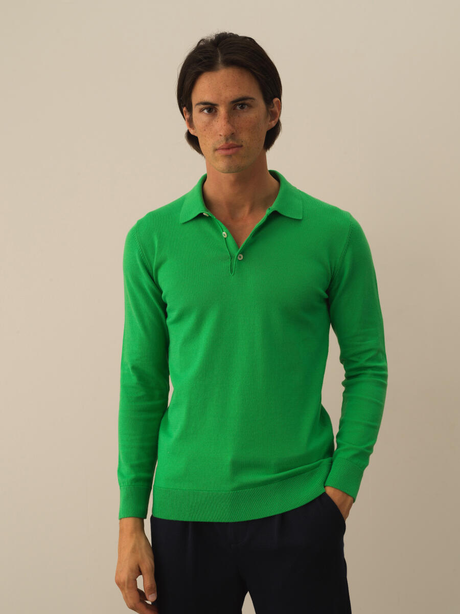 Cotton Polo Collar Regular Fit Basic Sweater - 1