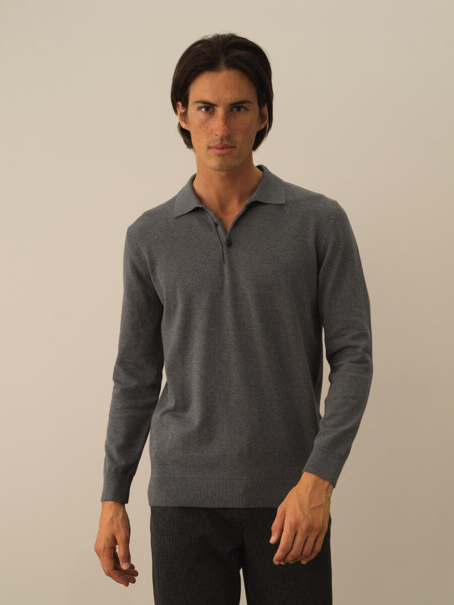 Cotton Polo Collar Regular Fit Basic Sweater - 3