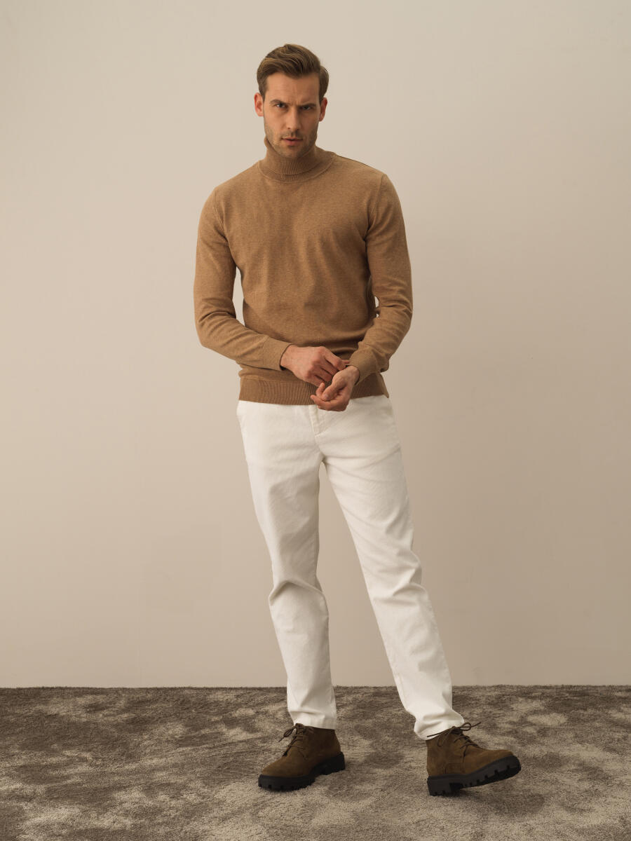 Cotton Turtleneck Regular Fit Basic Sweater - 2