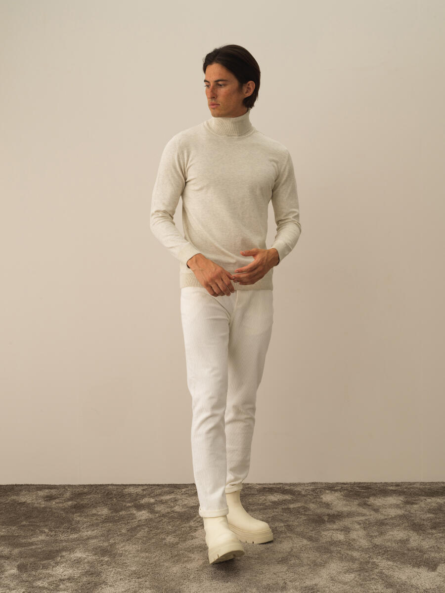 Cotton Turtleneck Regular Fit Basic Sweater - 3