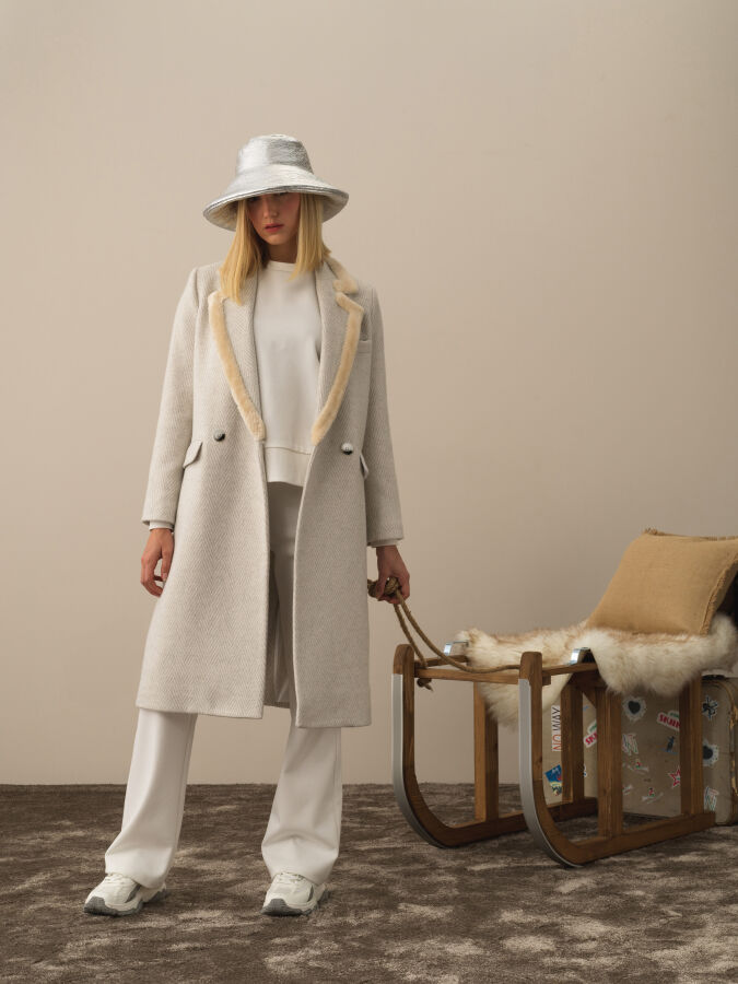 Cotton Wool Blend Oversized Coat - Xint