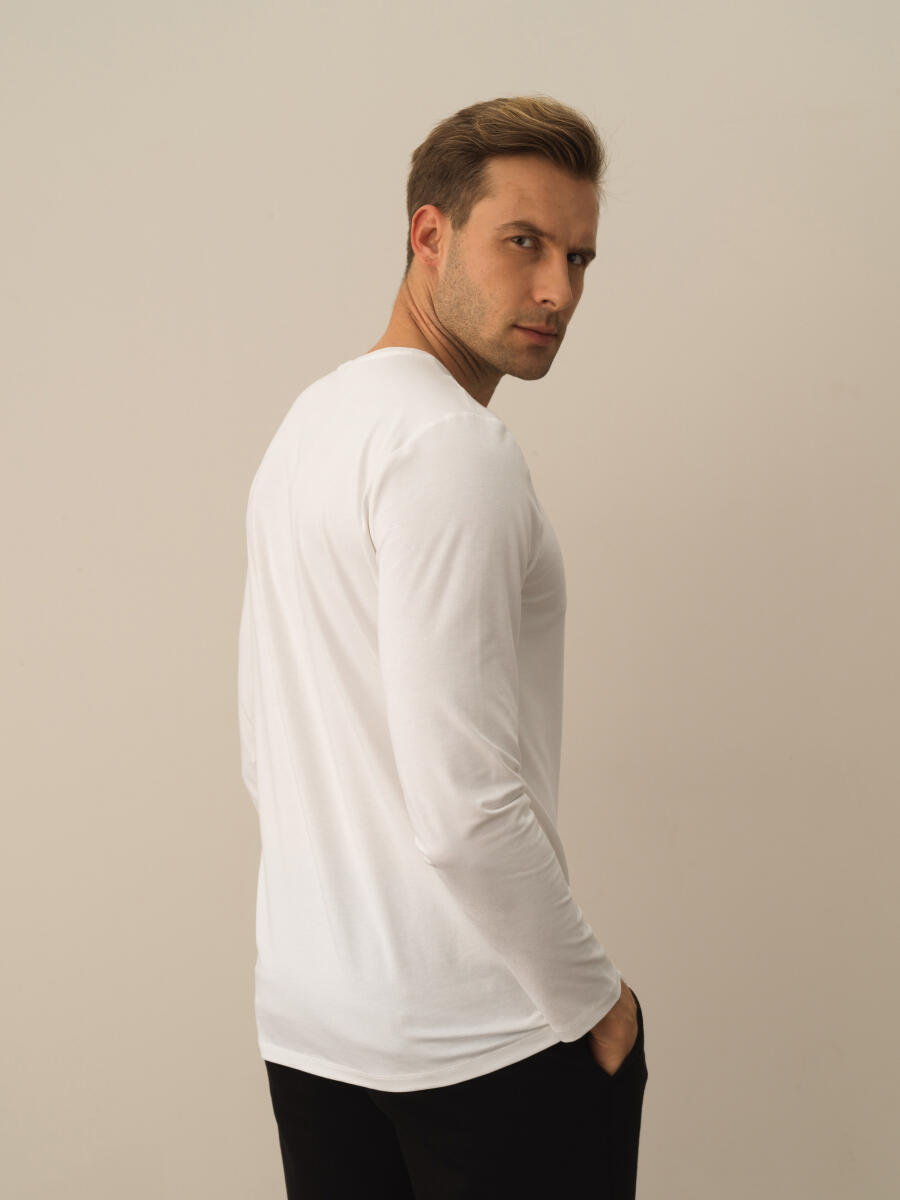 Crew Neck Slim Fit Modal Basic T-Shirt - 3