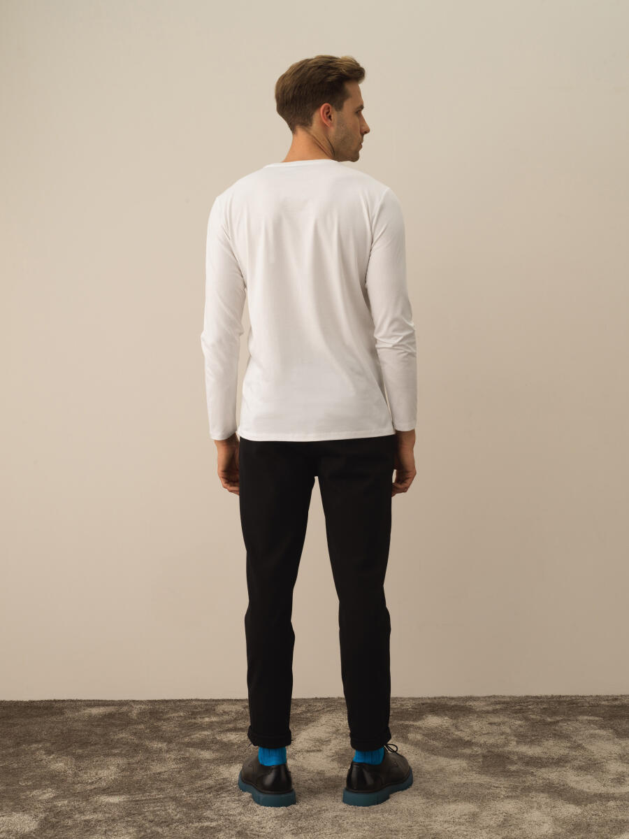 Crew Neck Slim Fit Modal Basic T-Shirt - 4