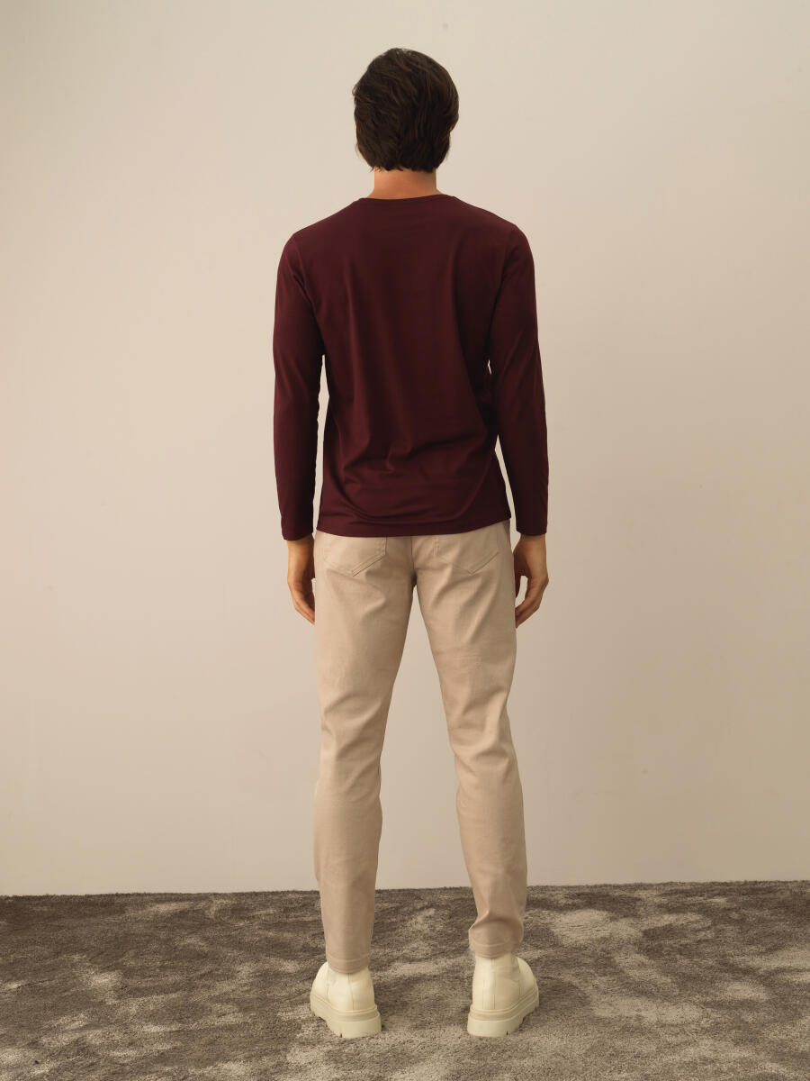 Crew Neck Slim Fit Modal Basic T-Shirt - 4