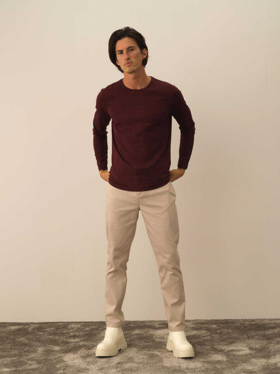 Crew Neck Slim Fit Modal Basic T-Shirt - 2