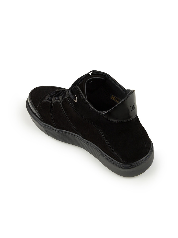 Siyah Deri Detaylı Süet Kısa Bot - Xint