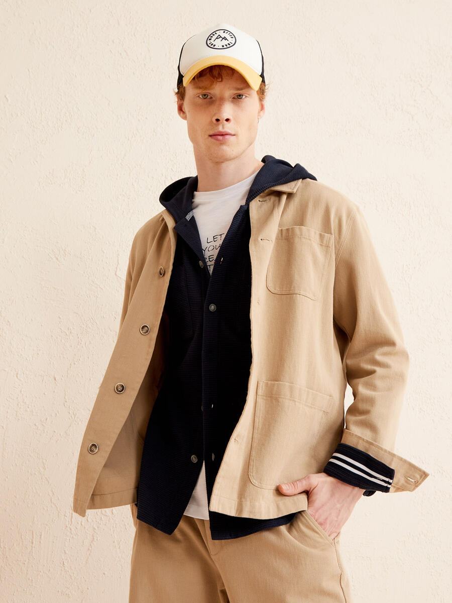 Bej Oversize Pamuklu Ceket