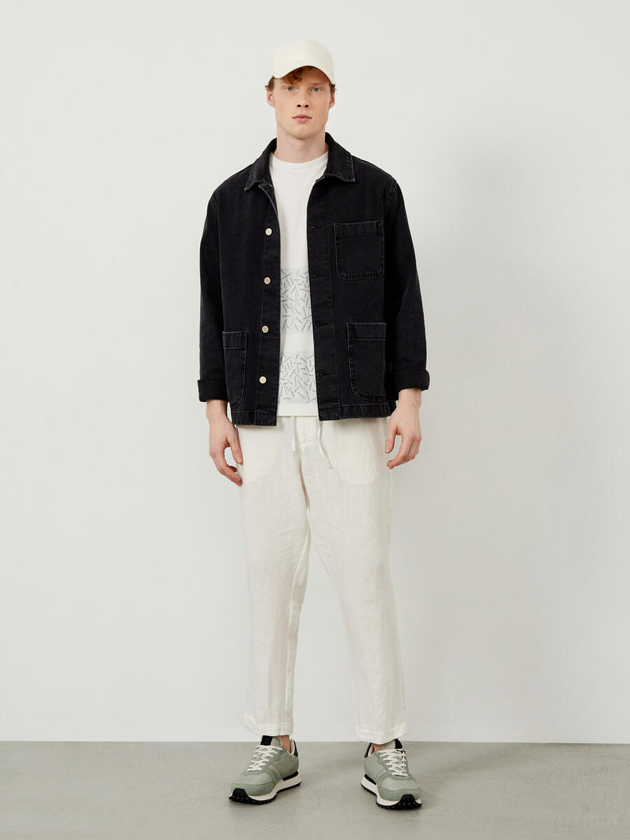 Gri Oversize Pamuklu Denim Ceket - 3