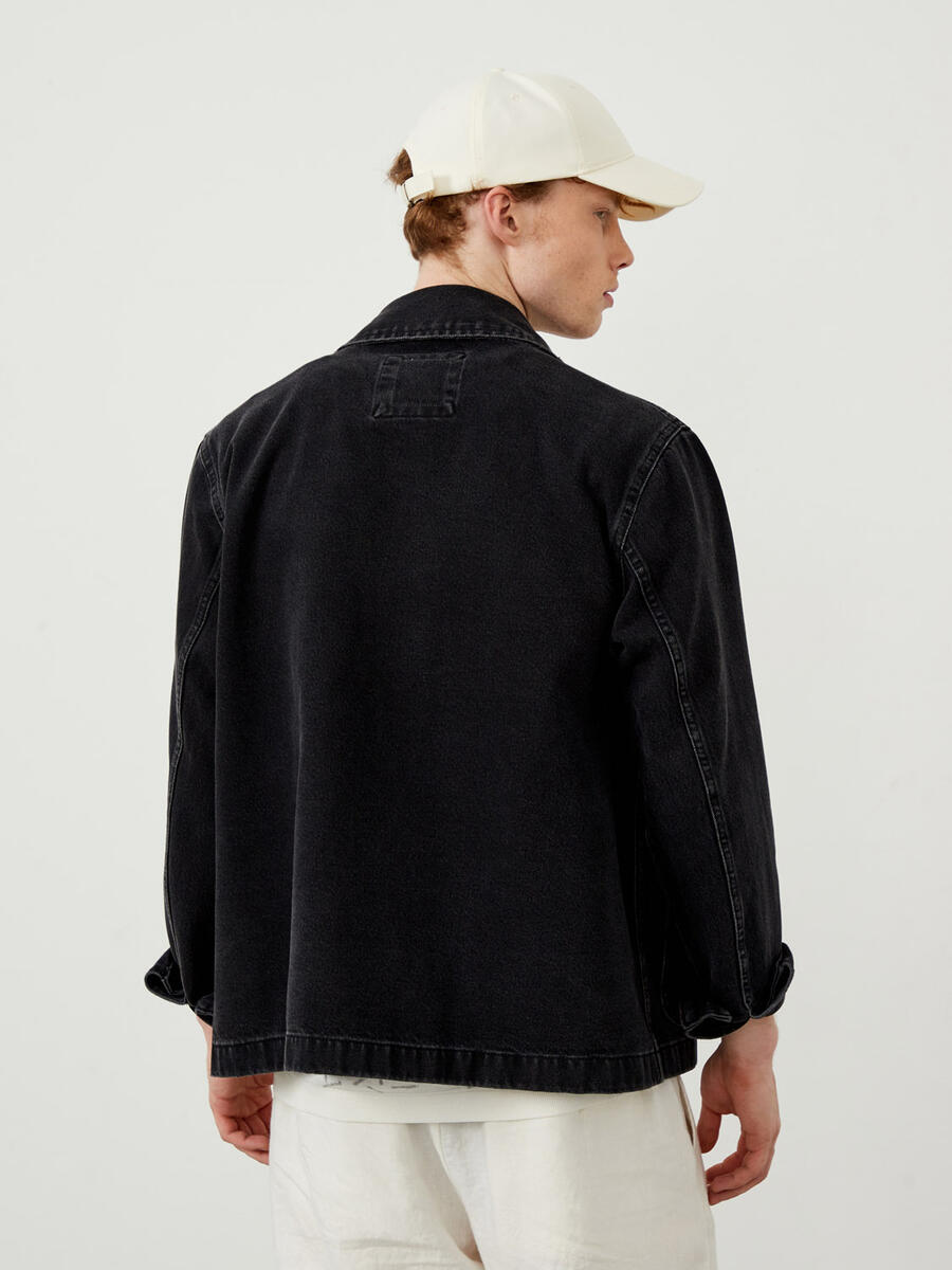 Gri Oversize Pamuklu Denim Ceket - 7
