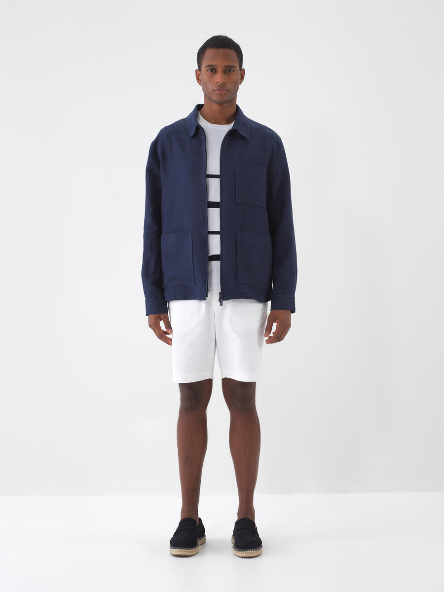 Lacivert Regular Fit Keten Ceket - 2