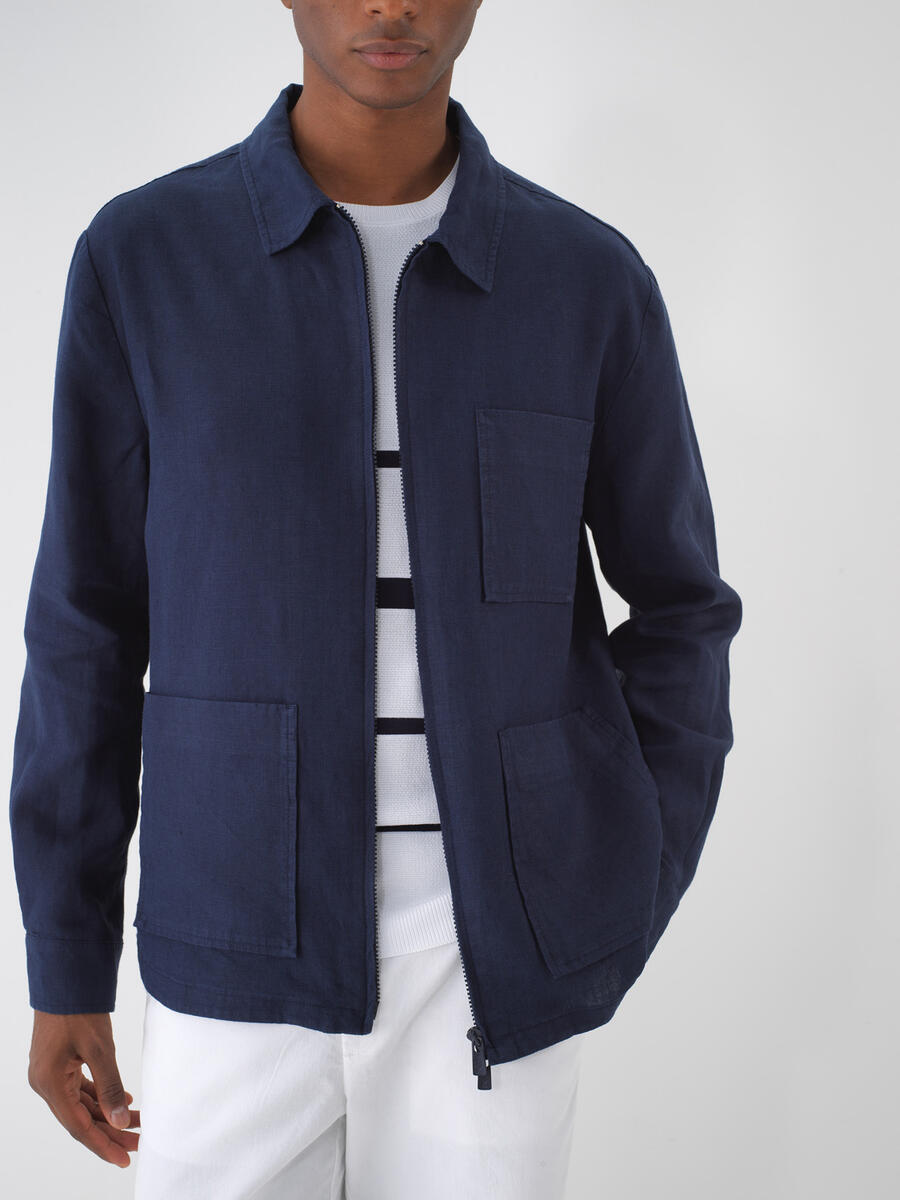 Lacivert Regular Fit Keten Ceket