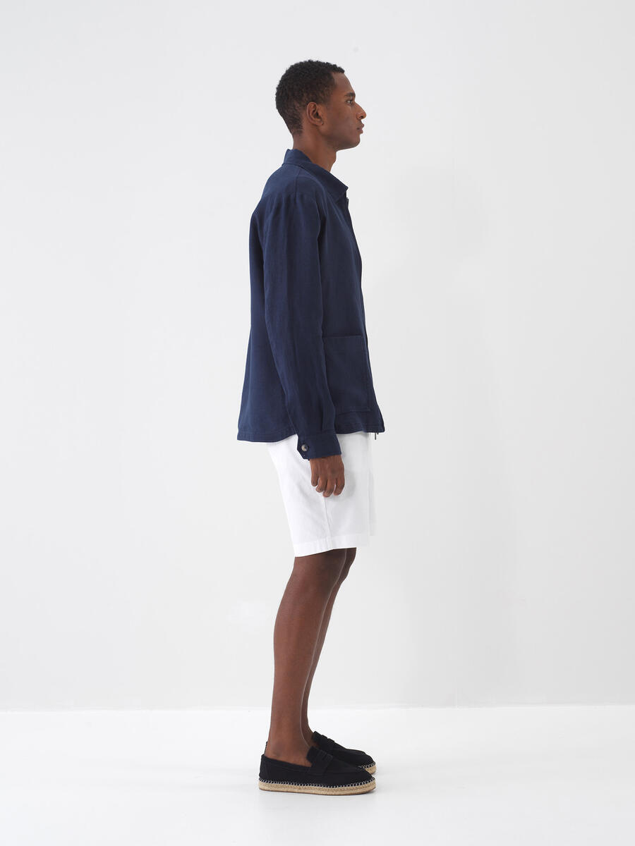 Lacivert Regular Fit Keten Ceket - 3