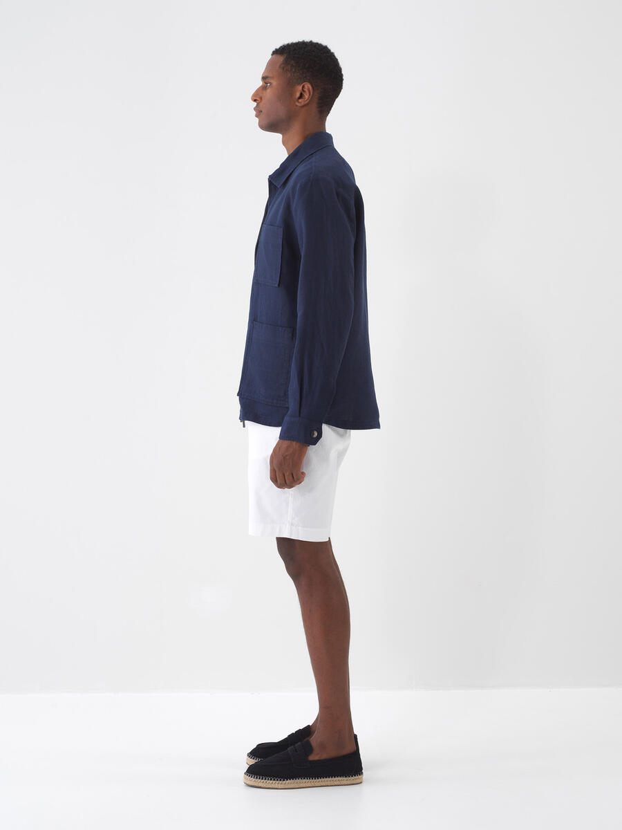 Lacivert Regular Fit Keten Ceket - 4