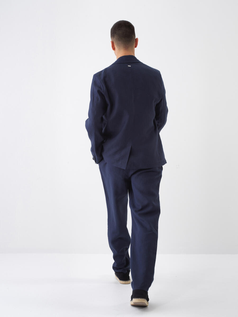 Lacivert Regular Fit Keten Ceket - 6