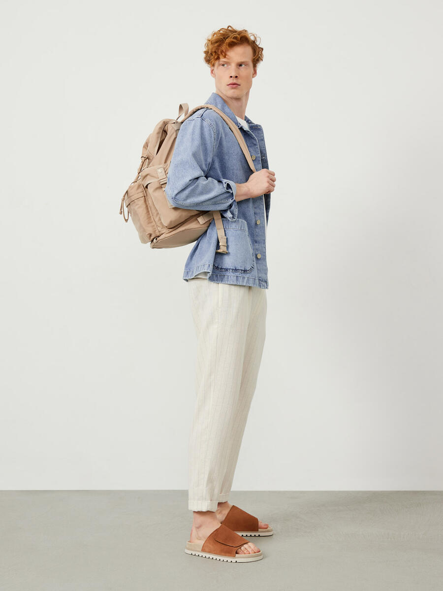 Mavi Oversize Pamuklu Denim Ceket - 5
