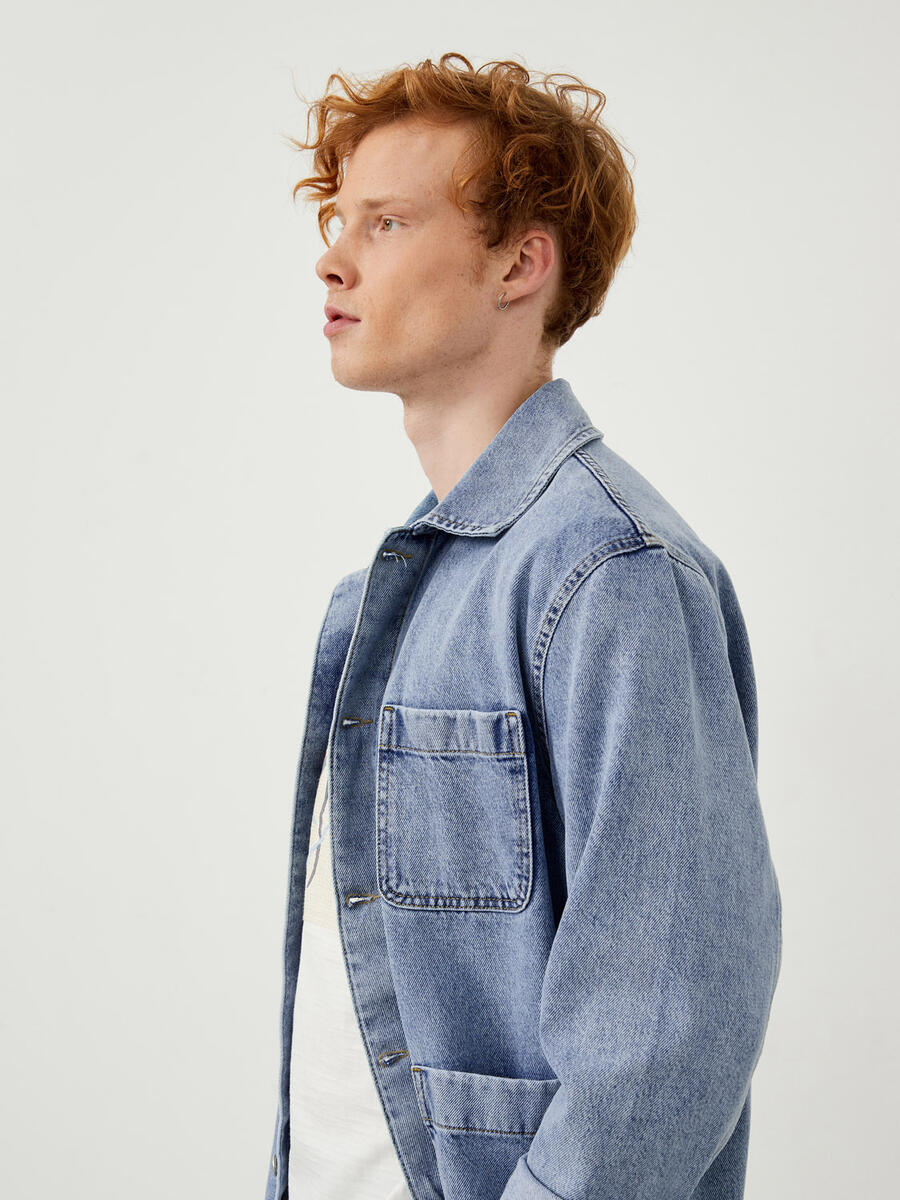 Mavi Oversize Pamuklu Denim Ceket