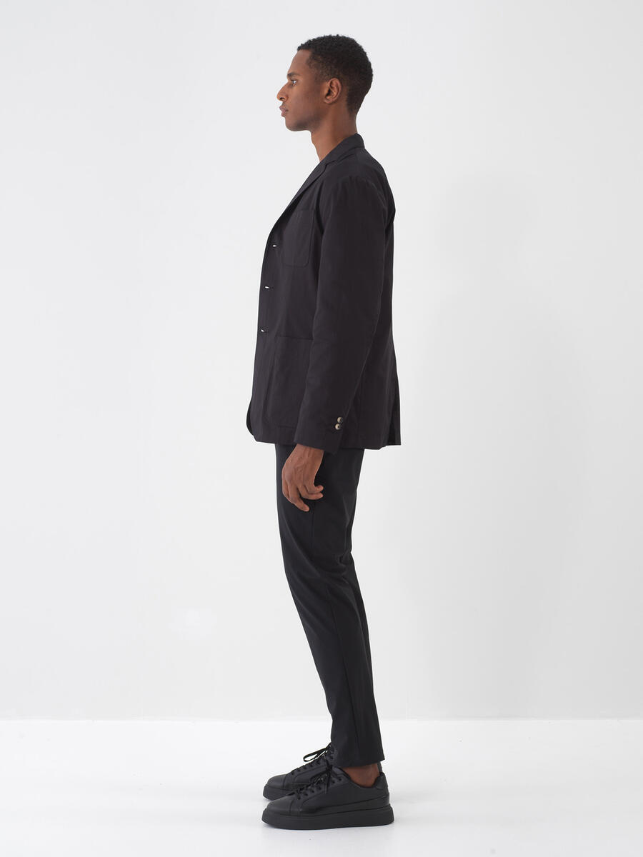 Siyah Regular Fit Pamuklu Ceket - 4