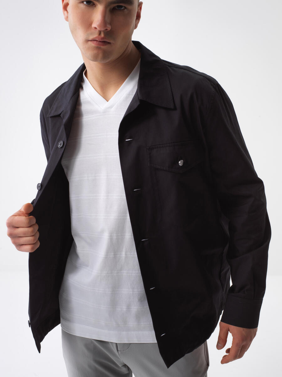 Siyah Regular Fit Pamuklu Ceket
