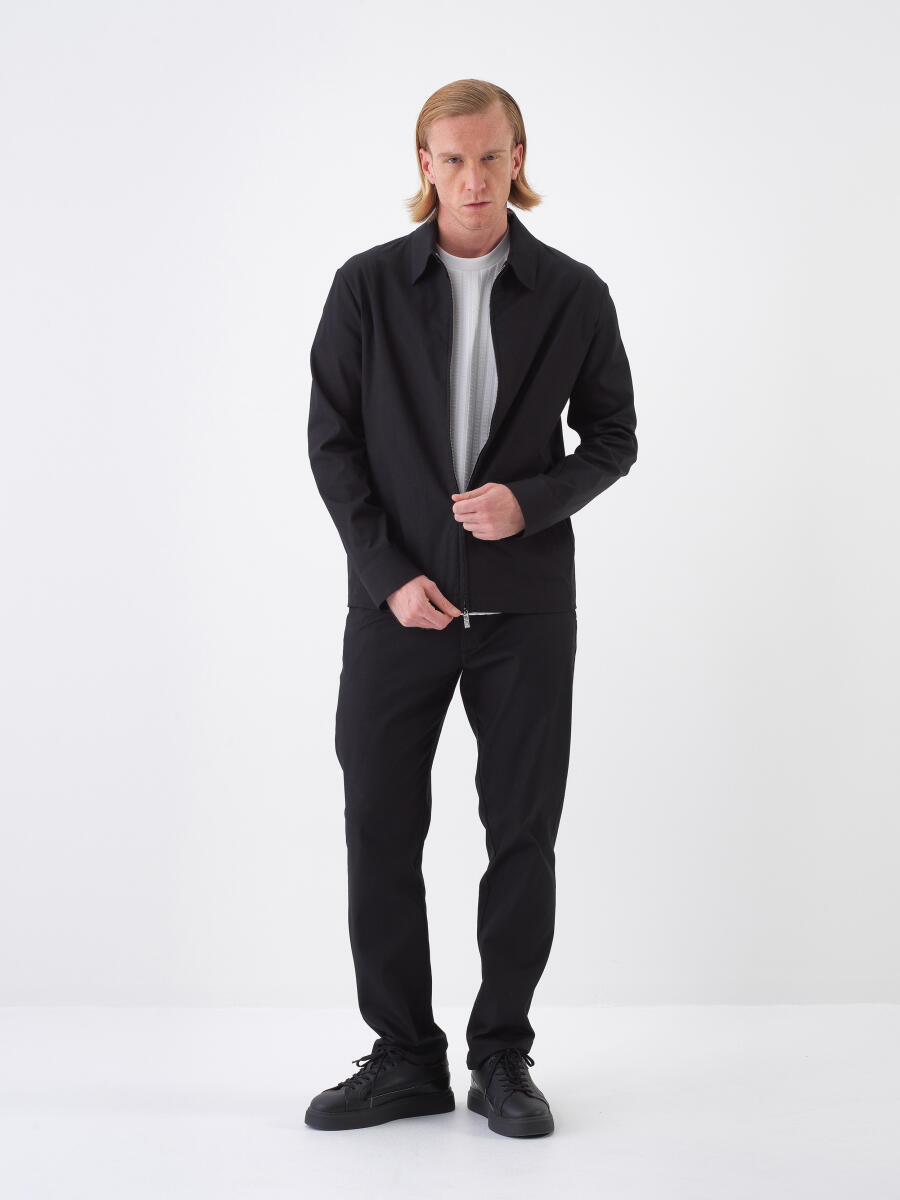 Siyah Regular Fit Pamuklu Ceket - 2