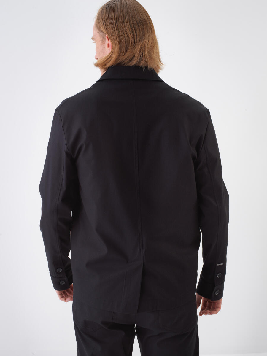 Siyah Regular Fit Pamuklu Ceket - 3