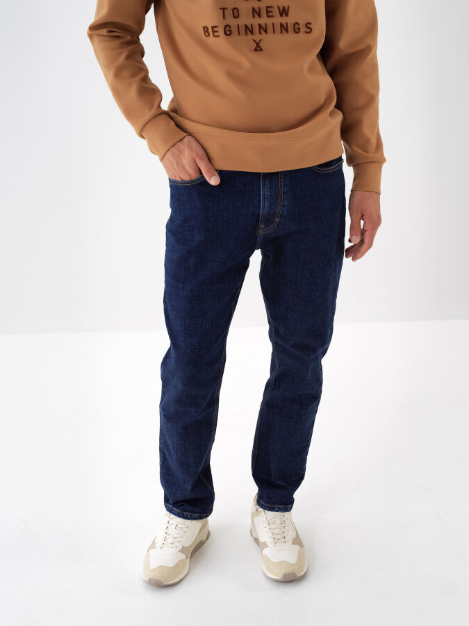 İndigo Pamuk Dokulu Slim Fit Denim Pantolon - Xint