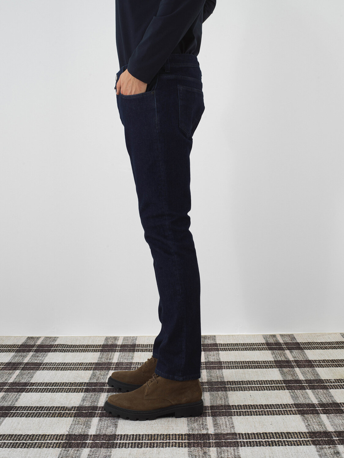 Lacivert Pamuk Dokulu Slim Fit Denim Pantolon - Xint