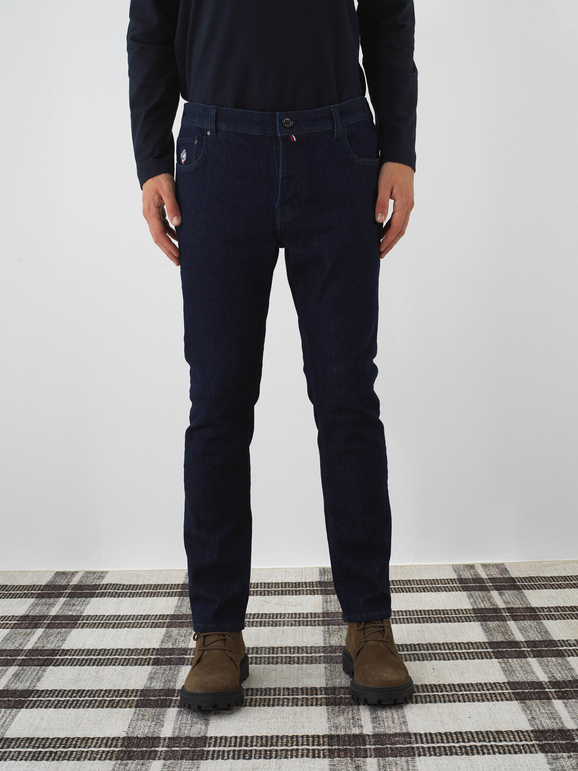 Lacivert Pamuk Dokulu Slim Fit Denim Pantolon - Xint