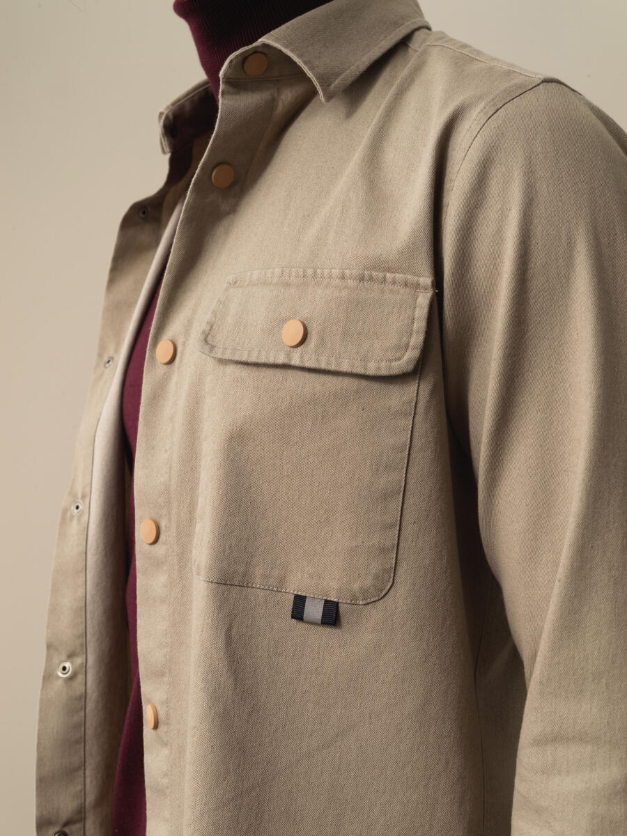 Bej Pamuk Dokulu Regular Fit Gömlek - 3