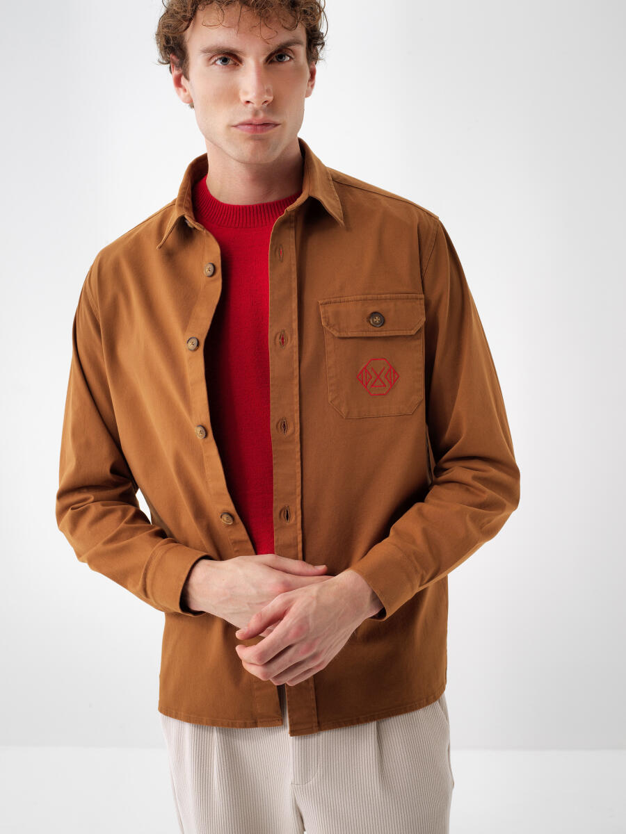 Camel Pamuk Dokulu Regular Fit Gömlek