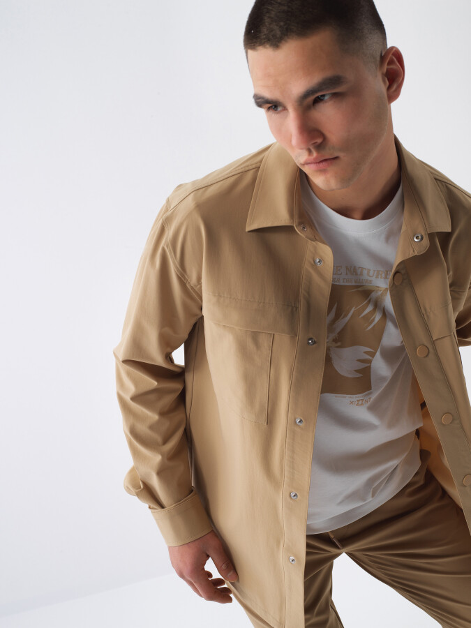 Camel Regular Fit Gömlek Ceket - Xint