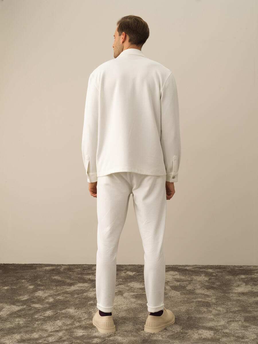 Ekru Pamuk Dokulu Regular Fit Gömlek Ceket - 4
