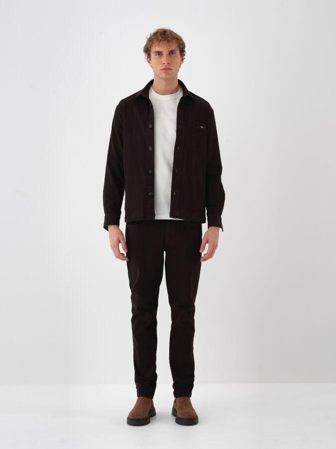 Kahverengi Pamuk Dokulu Regular Fit Gömlek Ceket - Xint