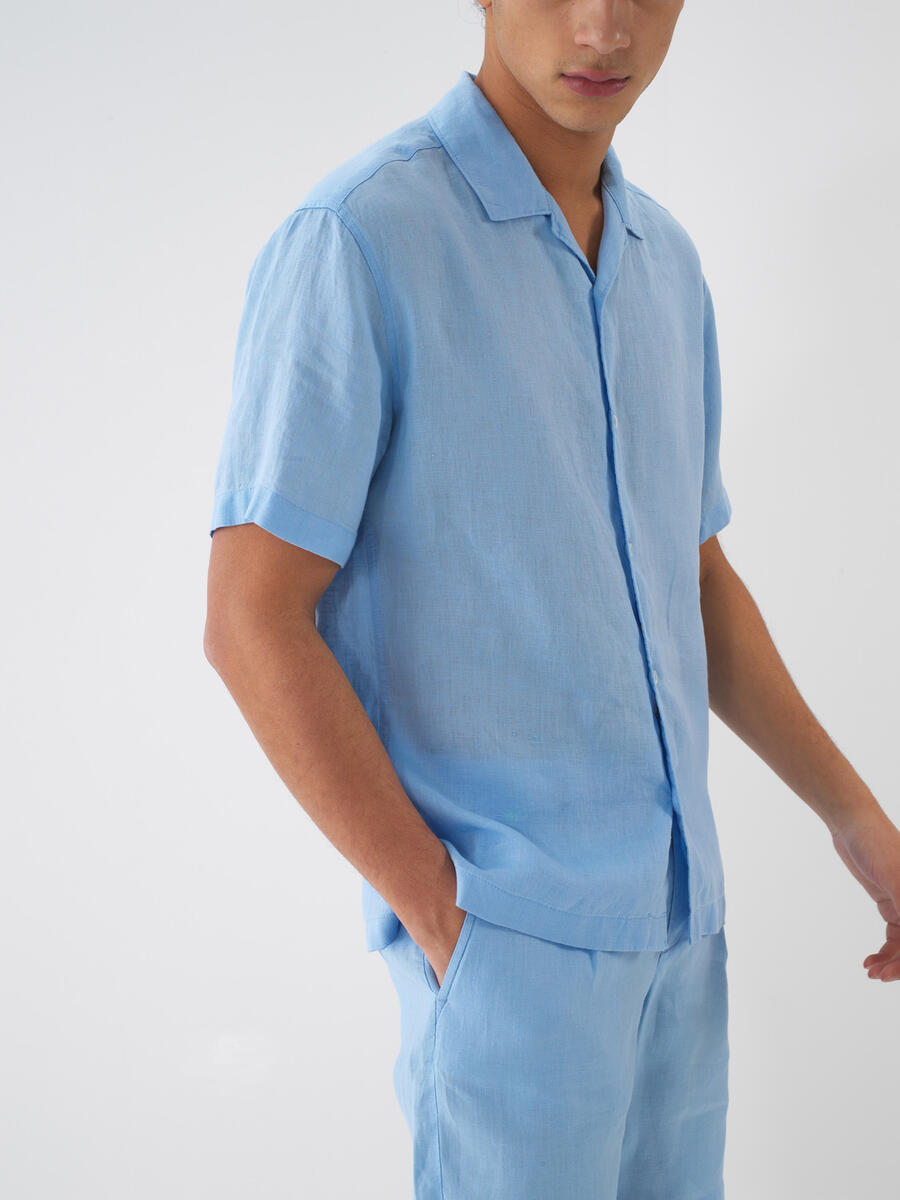 Mavi Regular Fit Keten Gömlek